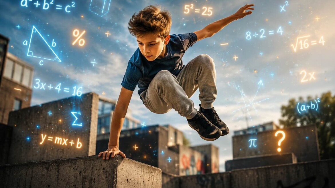A boy enjoying the parkour and ninja training benefits while completing an obstacle course
